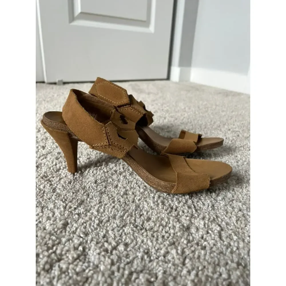 Pedro Garcia Spain Brown Suede Cutout Heeled Sandals Size 8 Designer Y2K Boho